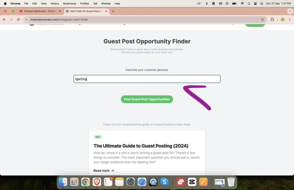 Enter a niche for your guest post topic